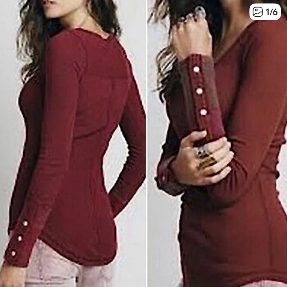 We The Free Sunnie Valley Maroon Cuff Thermal Sz S